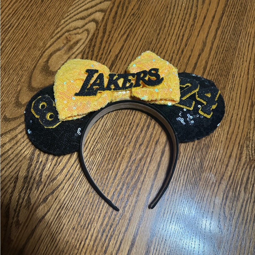 Lakers Sequin Headband with Bow Mickey Minnie ears